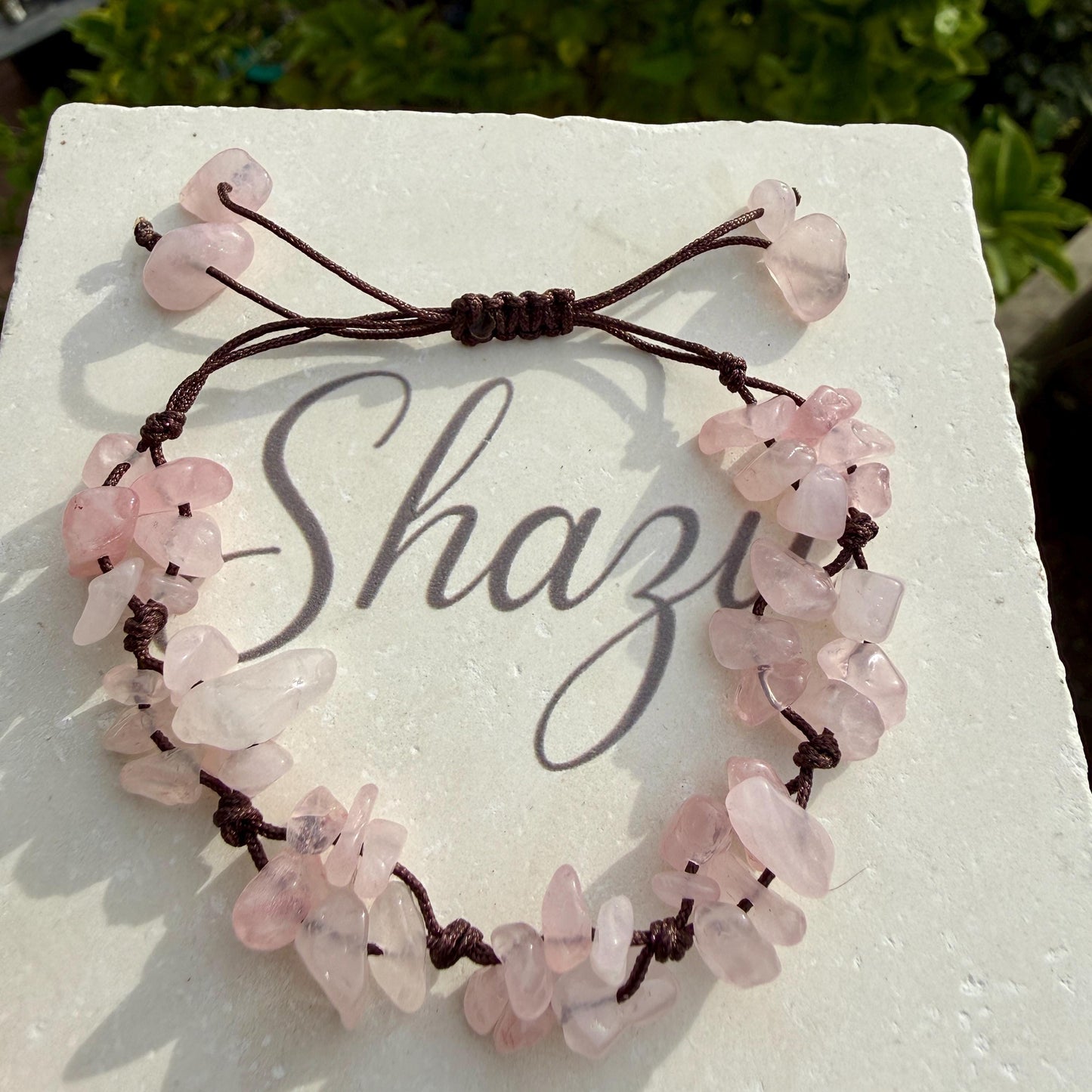 Rose Quartz Crystal Chip Bracelet – Handmade Fairycore Beaded Jewelry