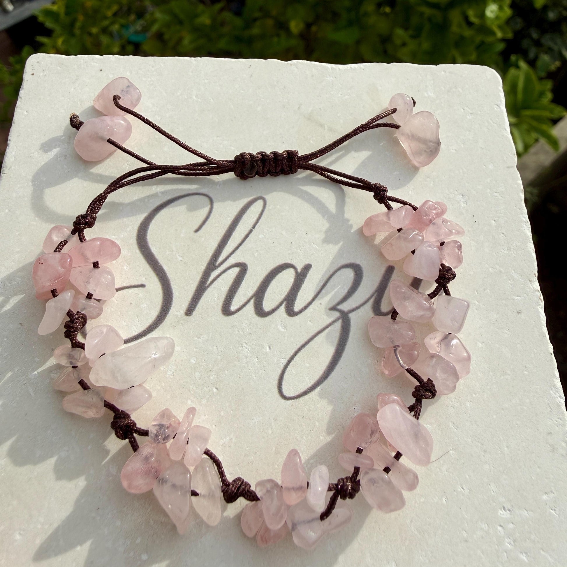 Rose Quartz Crystal Chip Bracelet – Handmade Fairycore Beaded Jewelry
