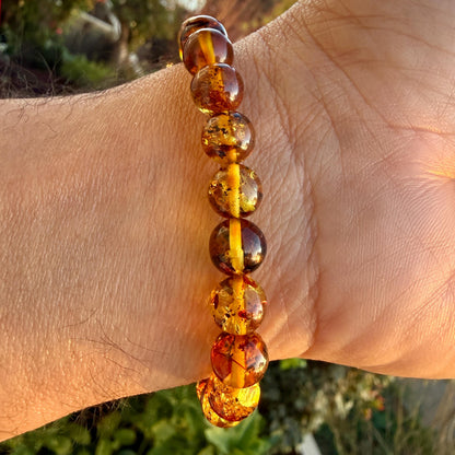 Authentic Baltic Amber Bracelet 6mm 8mm Blood Flower Amber Jewelry Gift for Babies Adults