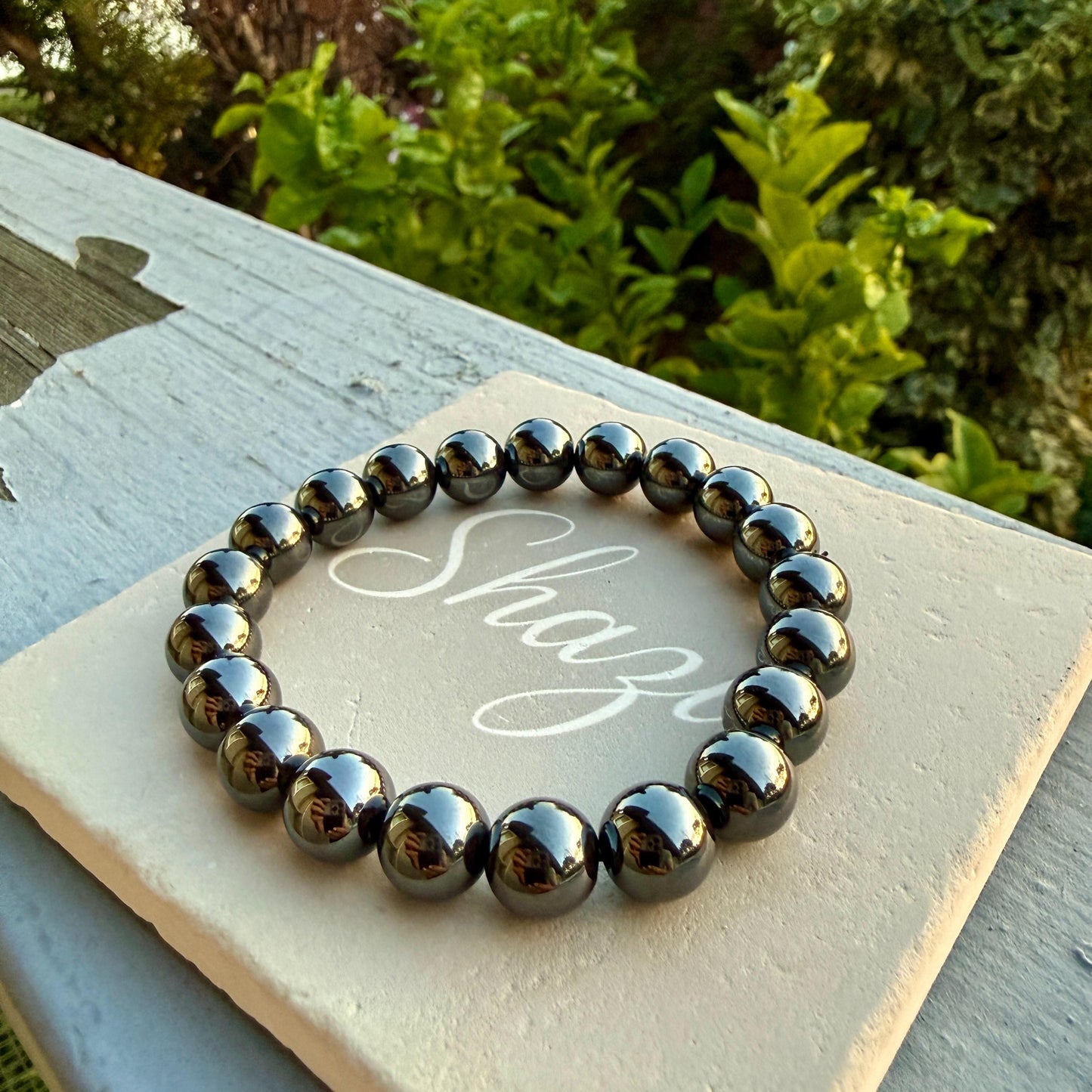 AAA Hematite Bracelet – Grounding Crystal, Metallic Shine