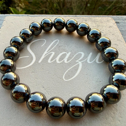 AAA Hematite Bracelet – Grounding Crystal, Metallic Shine