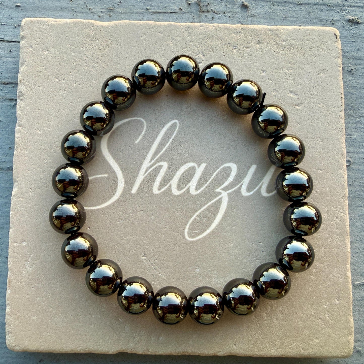 AAA Hematite Bracelet – Grounding Crystal, Metallic Shine