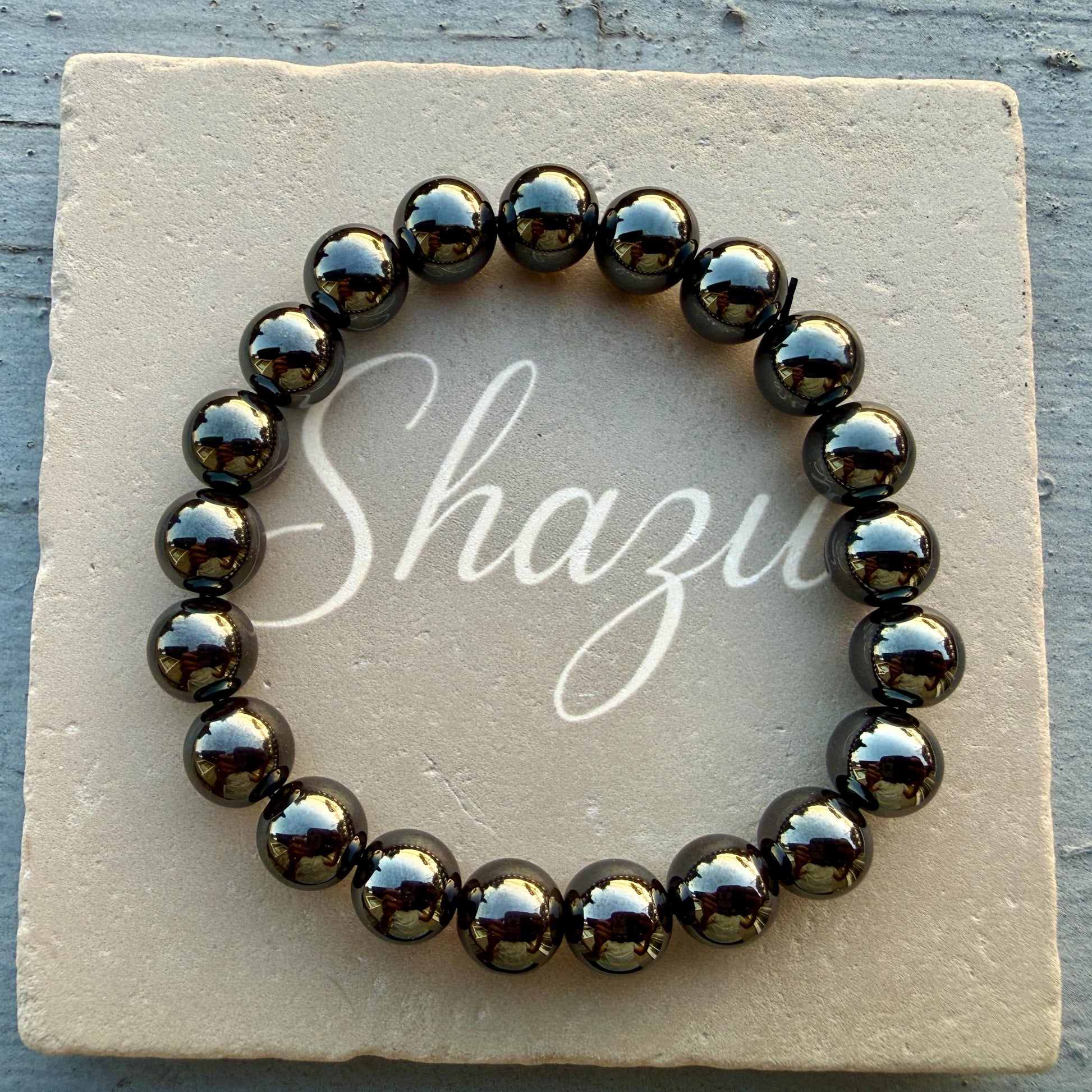 AAA Hematite Bracelet – Grounding Crystal, Metallic Shine
