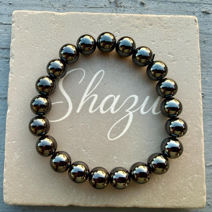 AAA Hematite Bracelet – Grounding Crystal, Metallic Shine