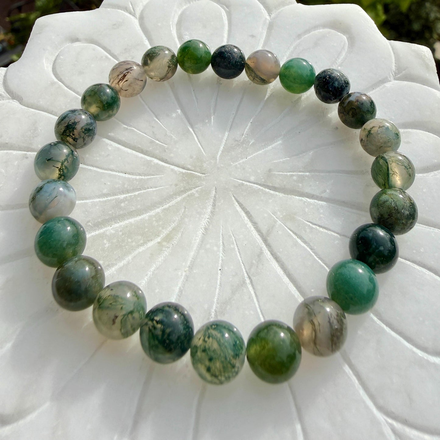 AAA Moss Agate Bracelet 8mm – Stone of Growth & Abundance