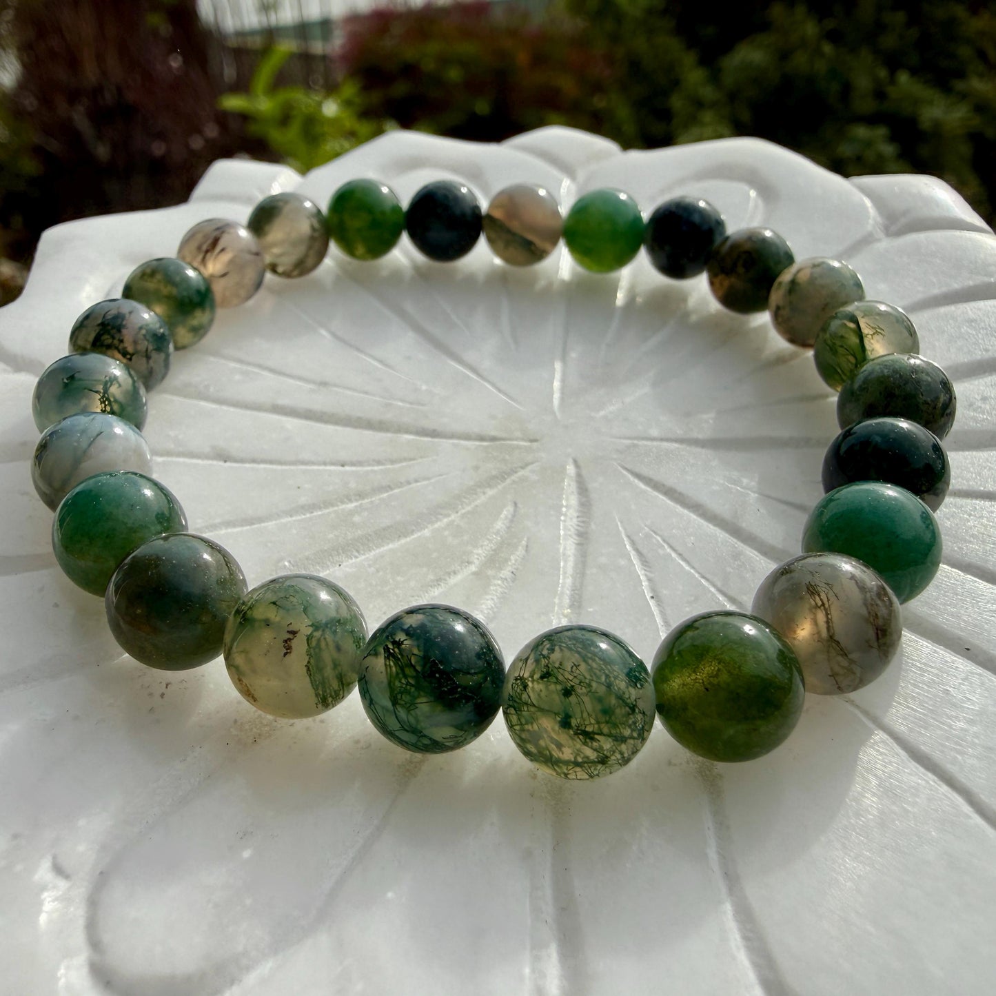 AAA Moss Agate Bracelet 8mm – Stone of Growth & Abundance