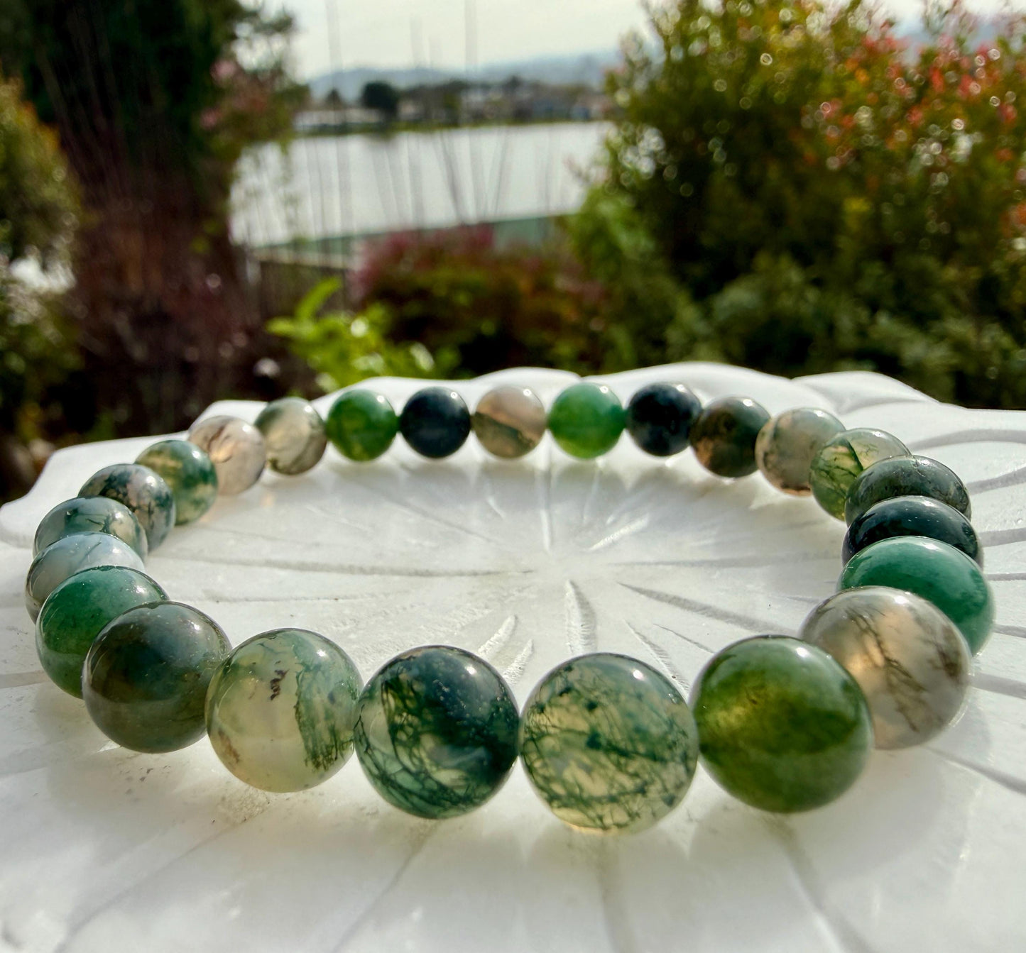 AAA Moss Agate Bracelet 8mm – Stone of Growth & Abundance