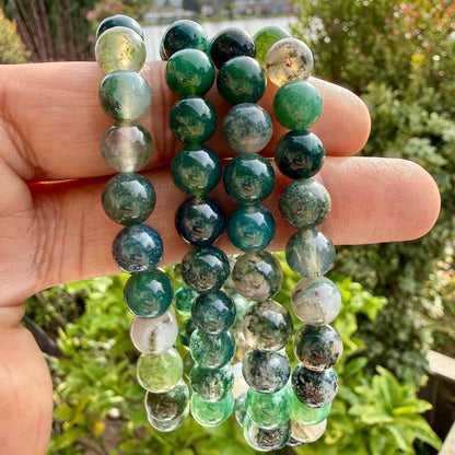 AAA Moss Agate Bracelet 8mm – Stone of Growth & Abundance