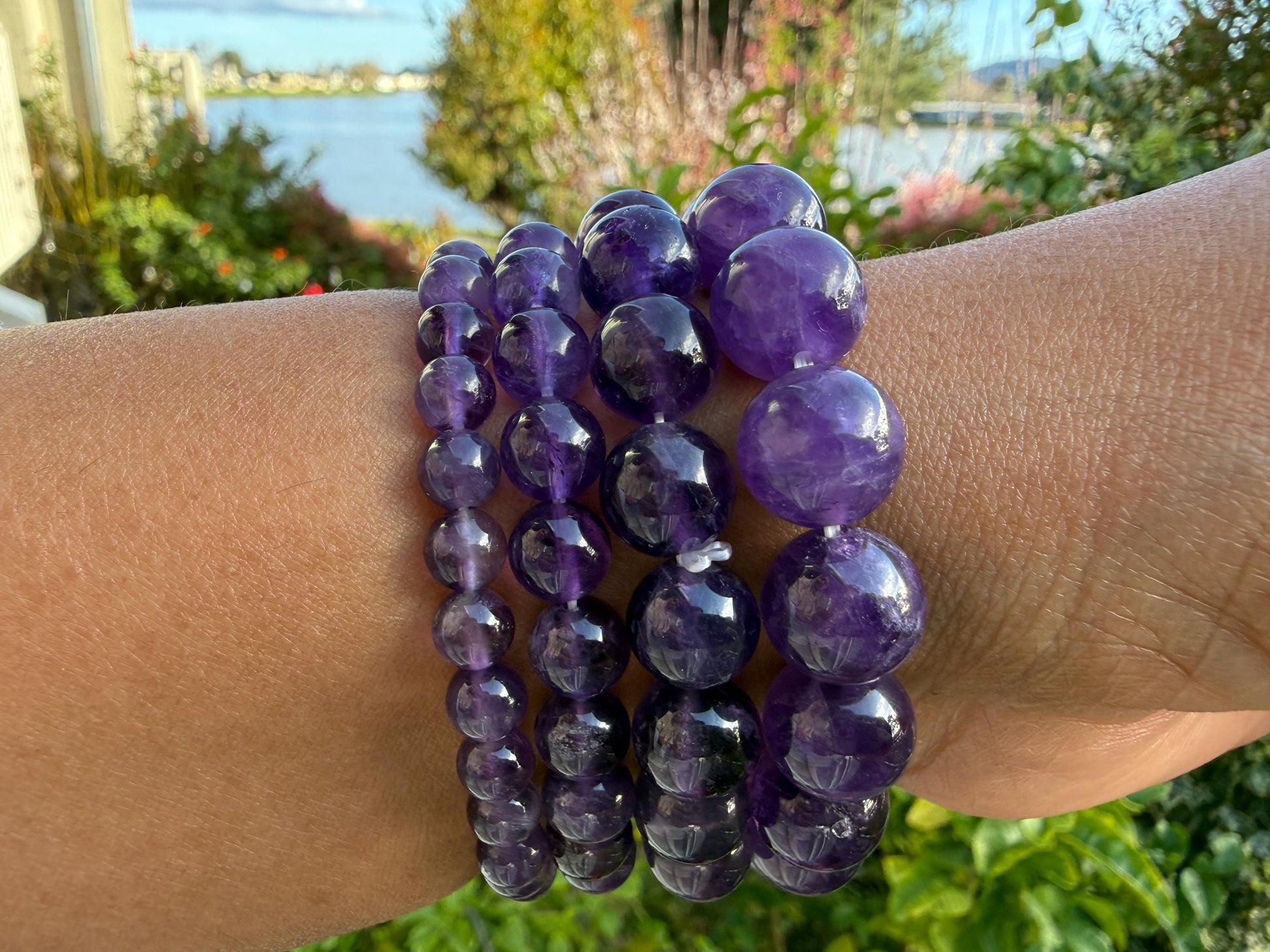 Natural Deep Purple Brazil Amethyst Bracelet (6mm-12mm) | High Grade February Birthstone Jewelry