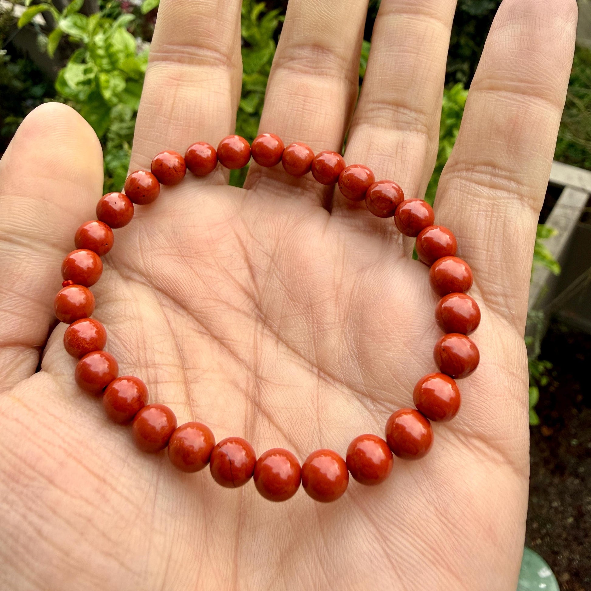 Red Jasper Bracelet – 6.5mm Grounding Crystal, Root Chakra