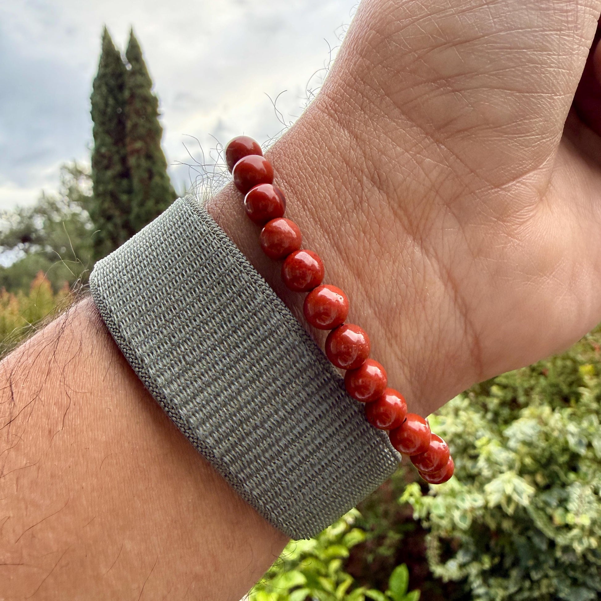 Red Jasper Bracelet – 6.5mm Grounding Crystal, Root Chakra