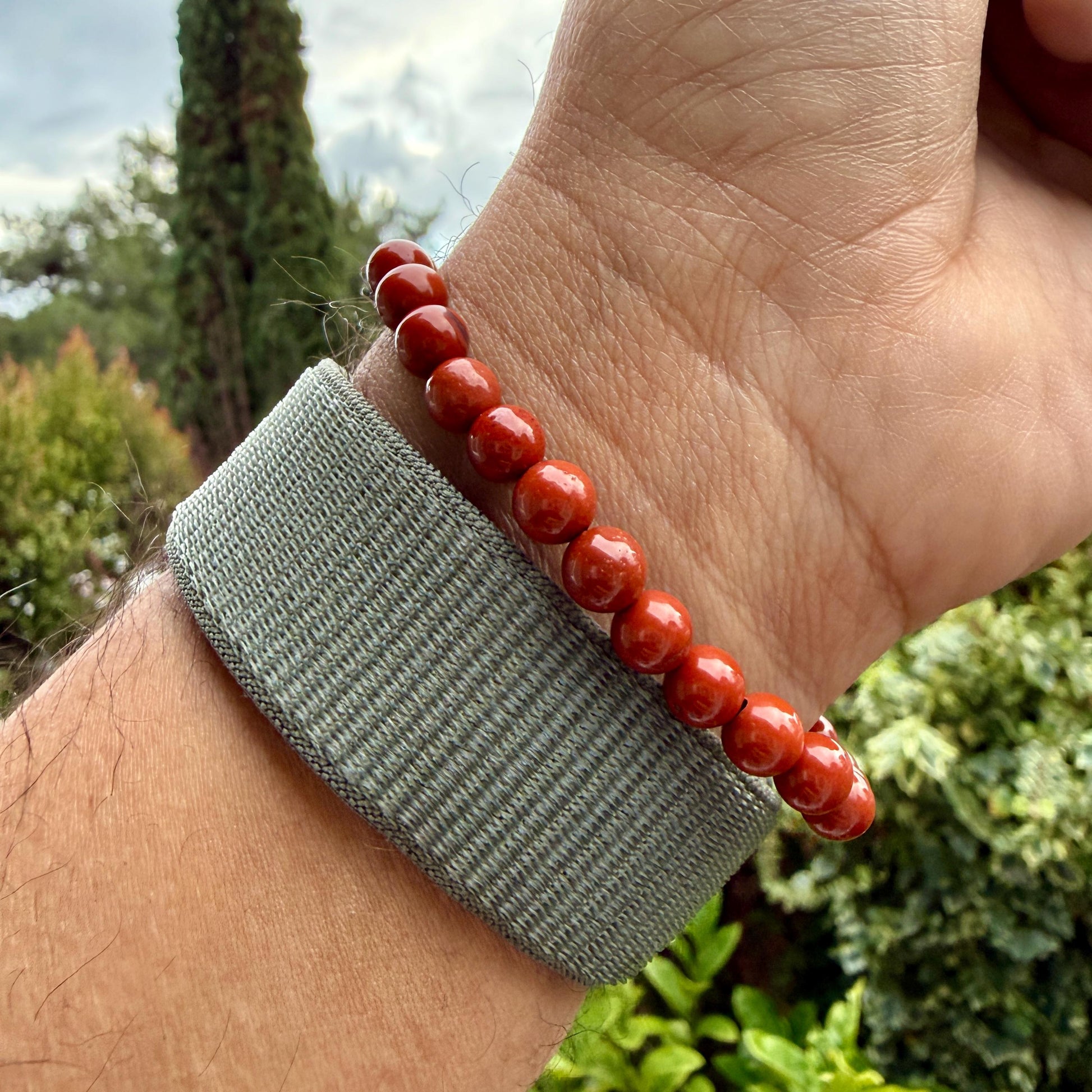 Red Jasper Bracelet – 6.5mm Grounding Crystal, Root Chakra