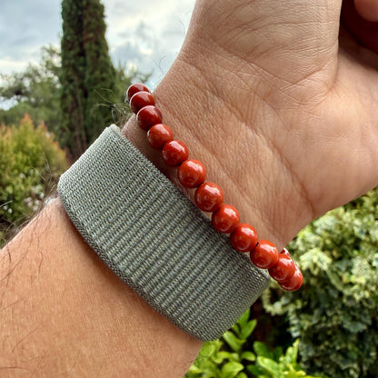 Red Jasper Bracelet – 6.5mm Grounding Crystal, Root Chakra