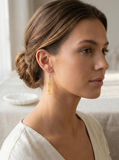 Citrine Earrings – Natural Crystal Drop Earrings | Solar Plexus | Healing & Spiritual Balance | Boho Jewelry