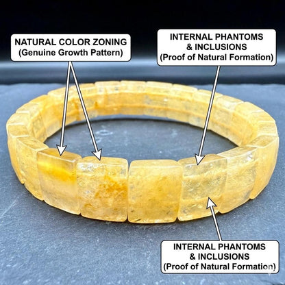 Authentic Natural Citrine Bracelet Untreated Solar Plexus Jewelry Faceted Square Pyramid Manifestation Gift