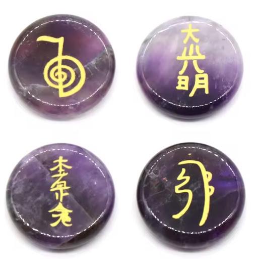 Reiki Healing Stone Set Usui Reiki Symbol Engraved Metaphysical Energy Healing Crystal