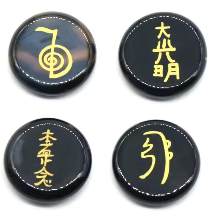 Reiki Healing Stone Set Usui Reiki Symbol Engraved Metaphysical Energy Healing Crystal