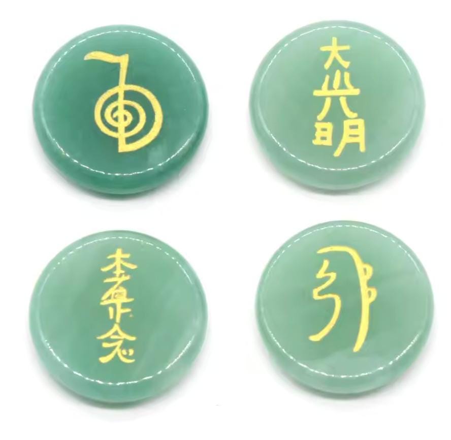 Reiki Healing Stone Set Usui Reiki Symbol Engraved Metaphysical Energy Healing Crystal