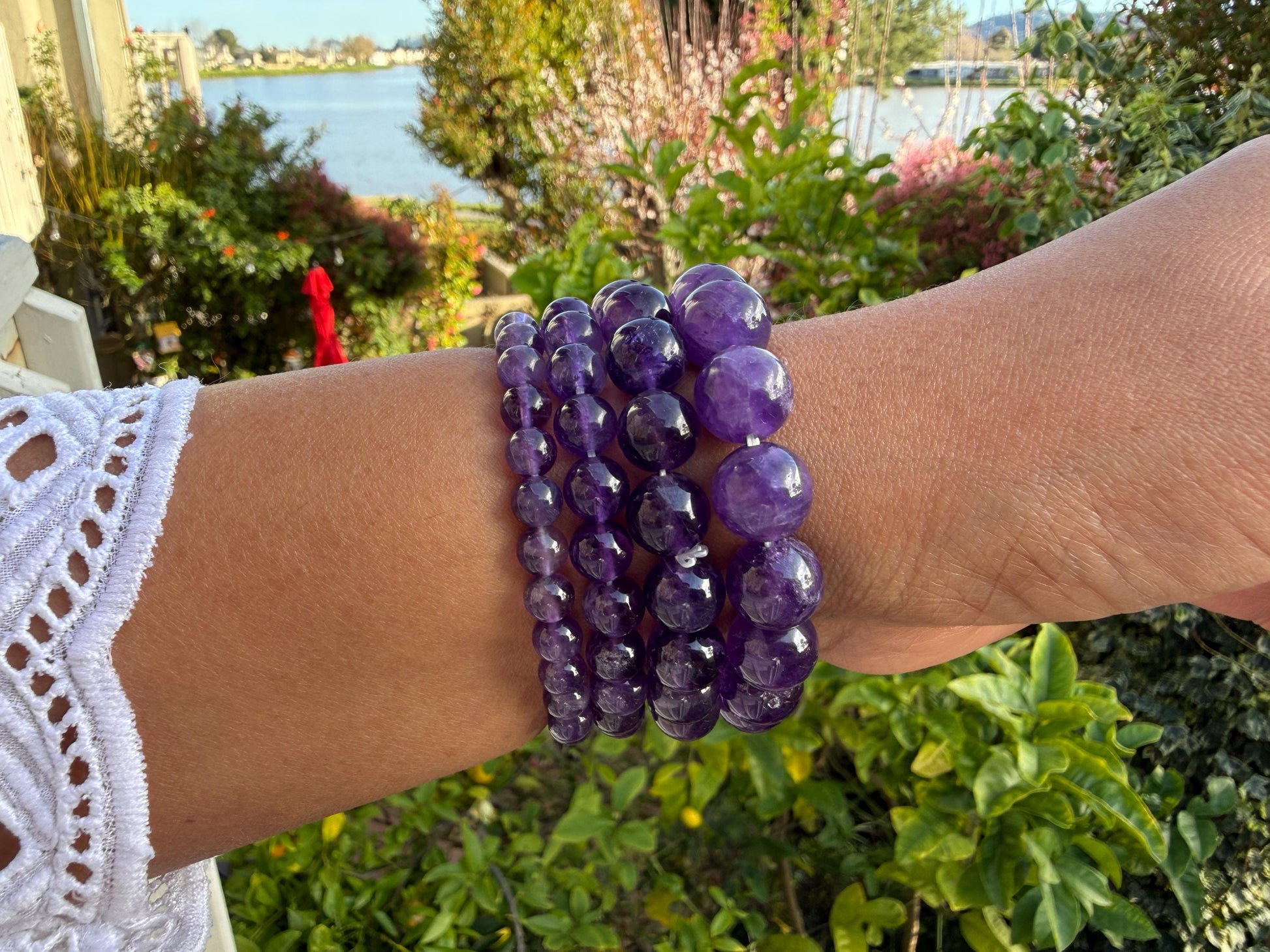 Natural Deep Purple Brazil Amethyst Bracelet (6mm-12mm) | High Grade February Birthstone Jewelry