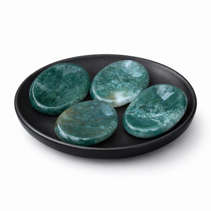 Moss Agate Worry Stone – Oval Palm Crystal, Emotional Balance