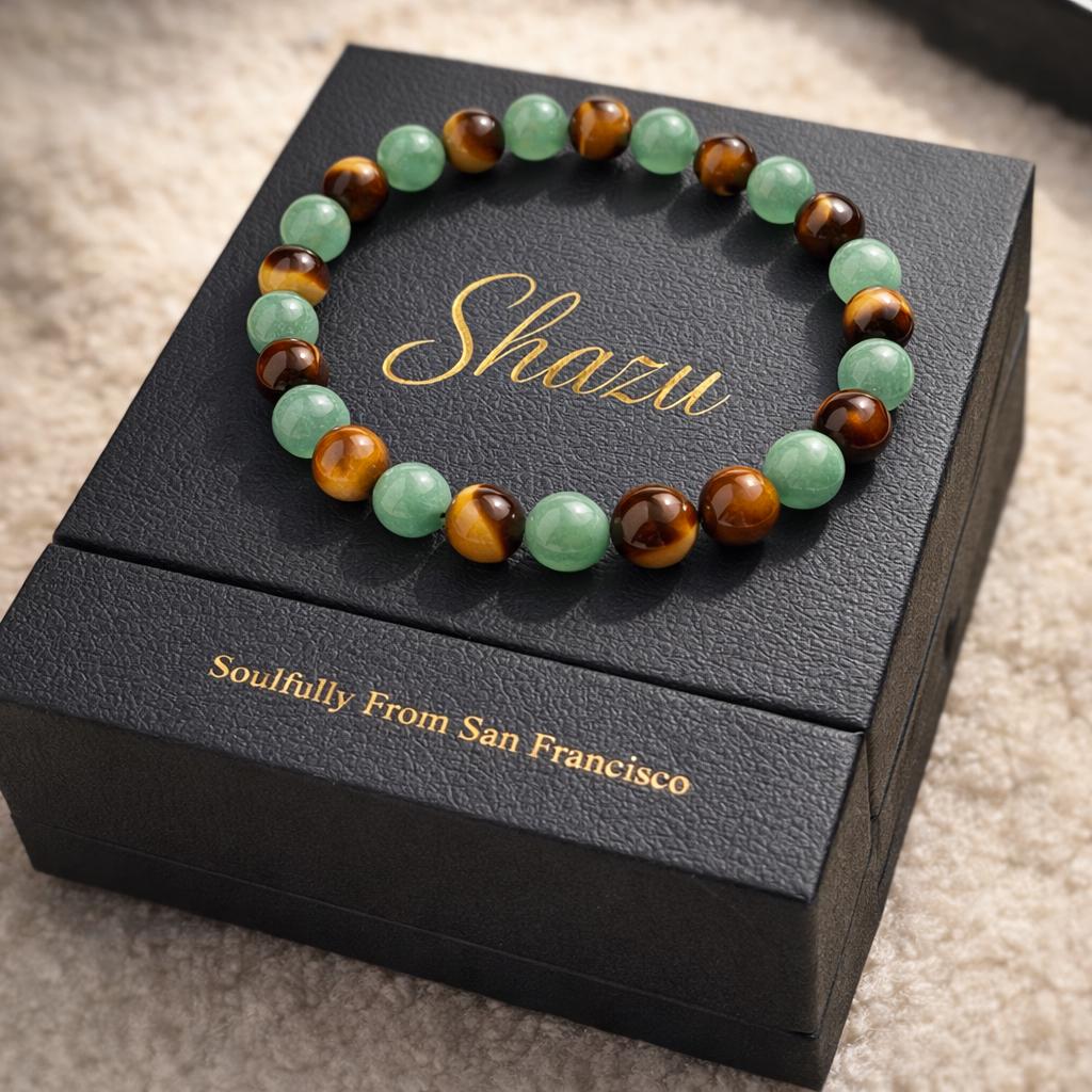 Good Luck Bracelet:Tiger Eye and Green Aventurine