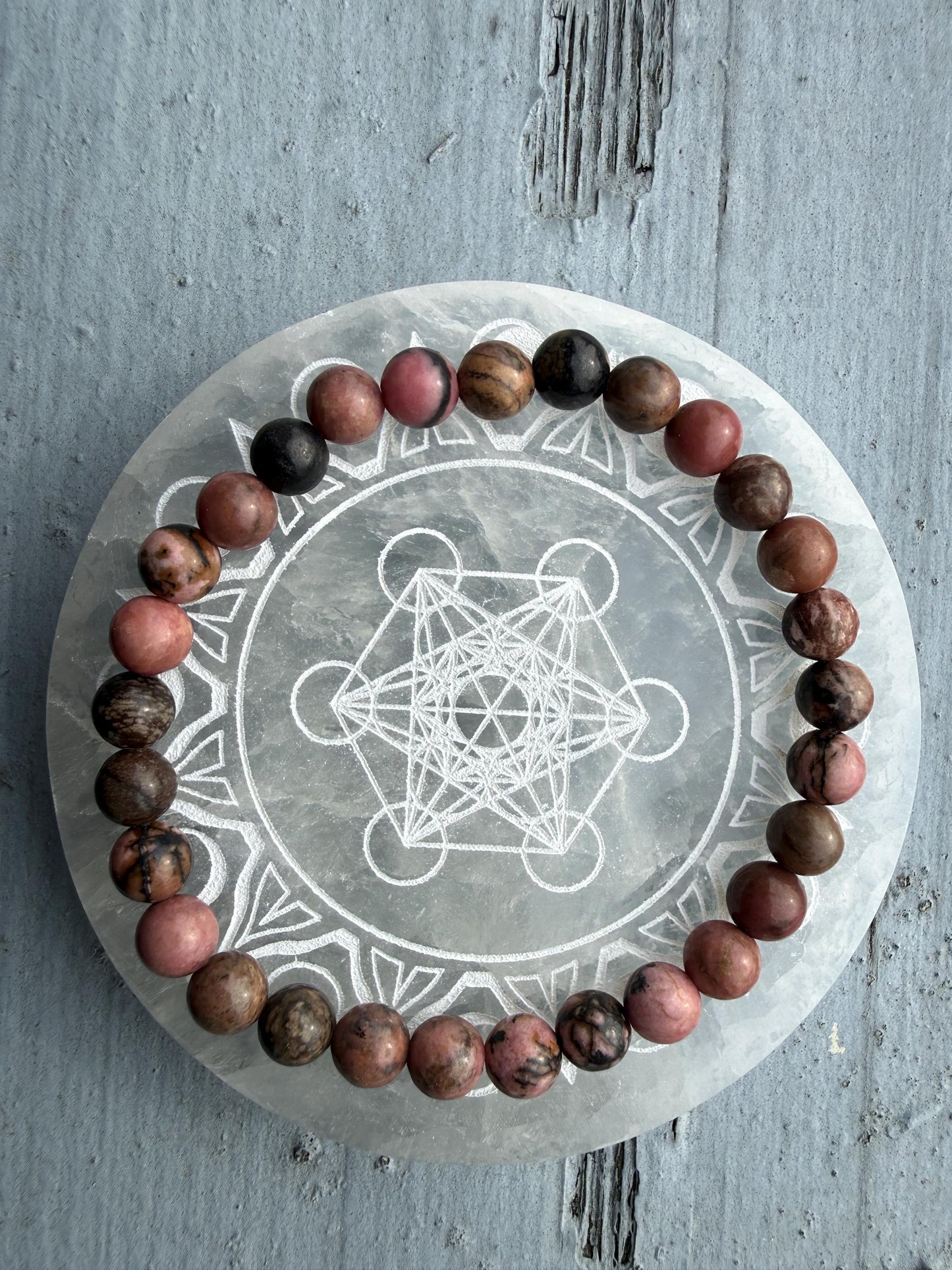 Rhodonite Bracelet – Emotional Healing, Compassion & Heart Chakra Crystal