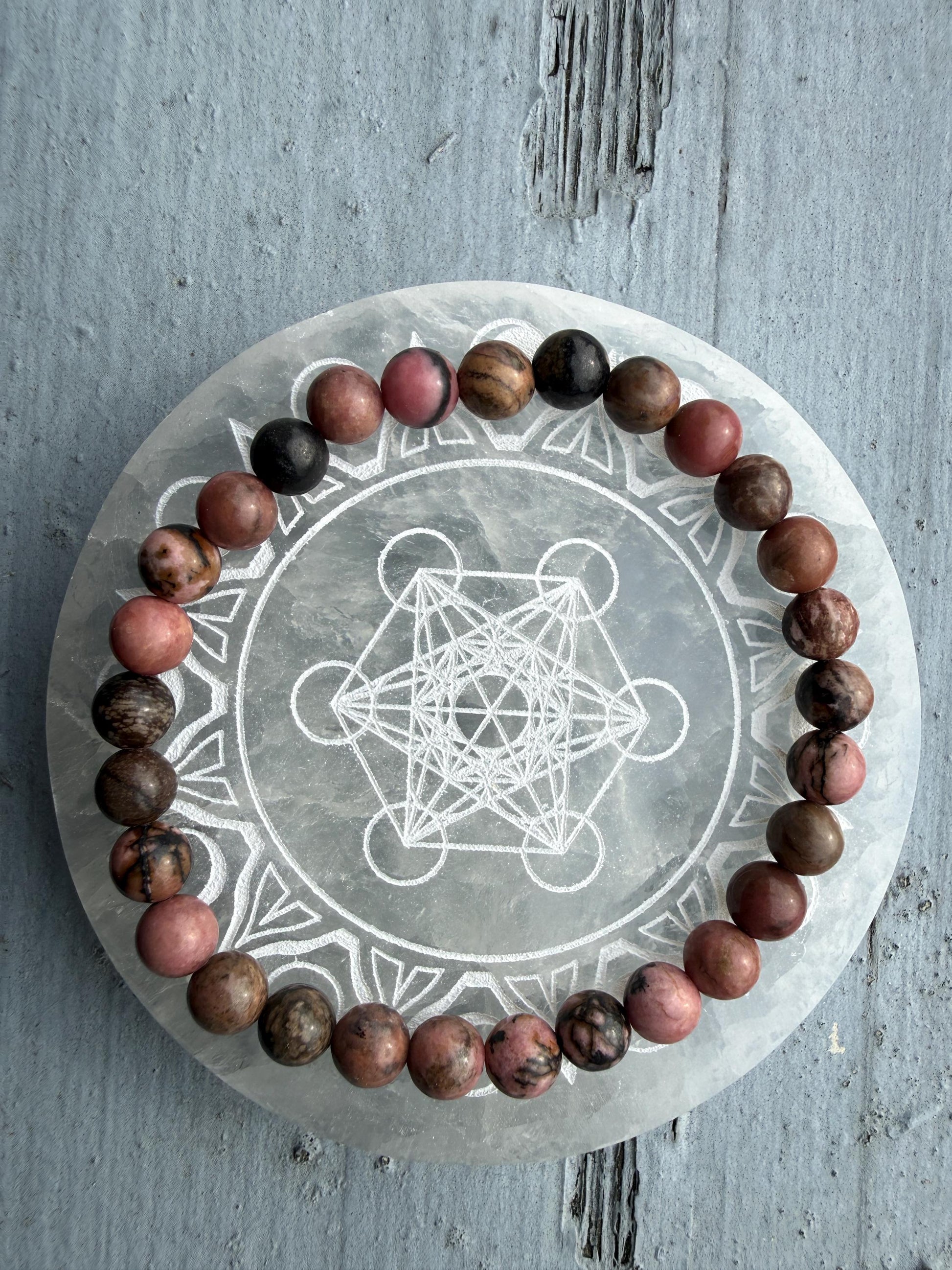 Rhodonite Bracelet – Emotional Healing, Compassion & Heart Chakra Crystal