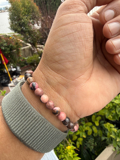 Rhodonite Bracelet – Emotional Healing, Compassion & Heart Chakra Crystal