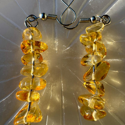 Citrine Earrings – Natural Crystal Drop Earrings | Solar Plexus | Healing & Spiritual Balance | Boho Jewelry