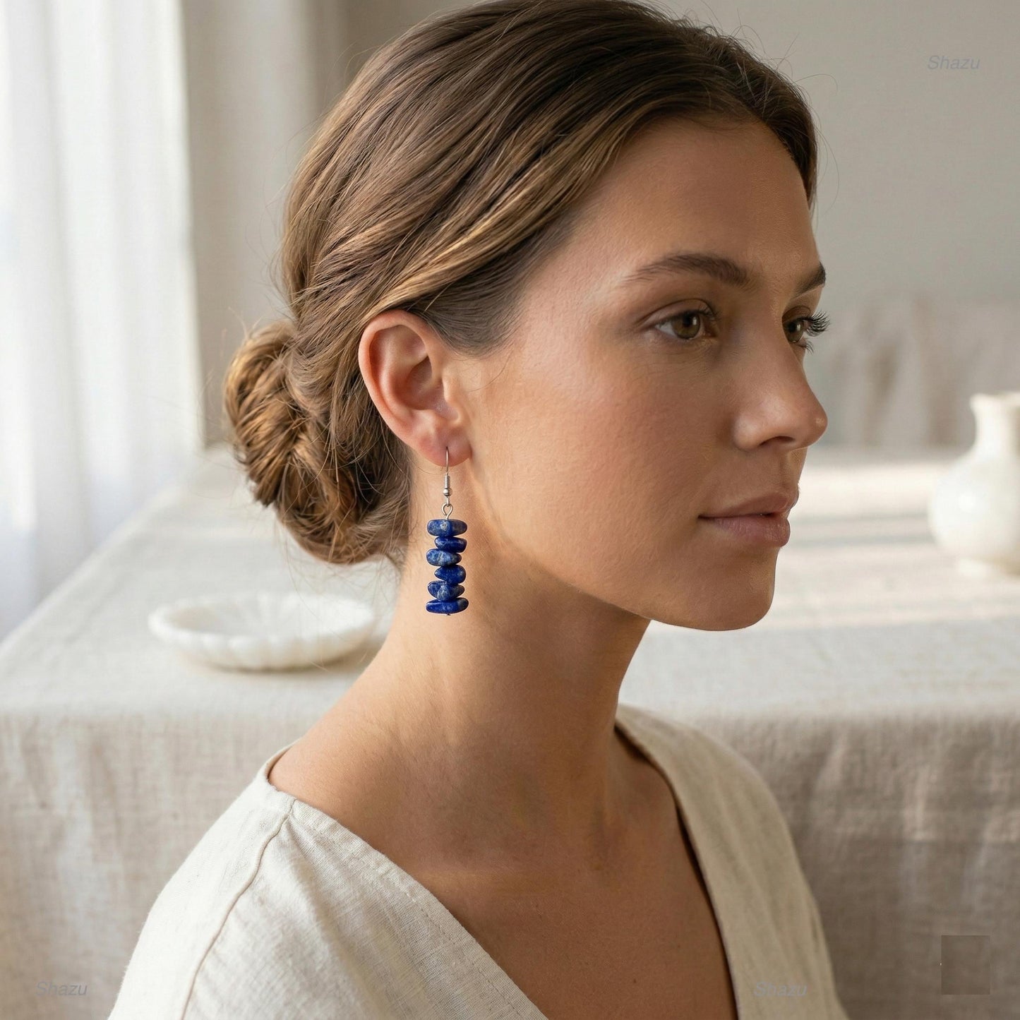 Lapis Lazuli Earrings – Natural Crystal Drop Earrings | Throat Chakra | Healing & Spiritual Balance | Boho Jewelry