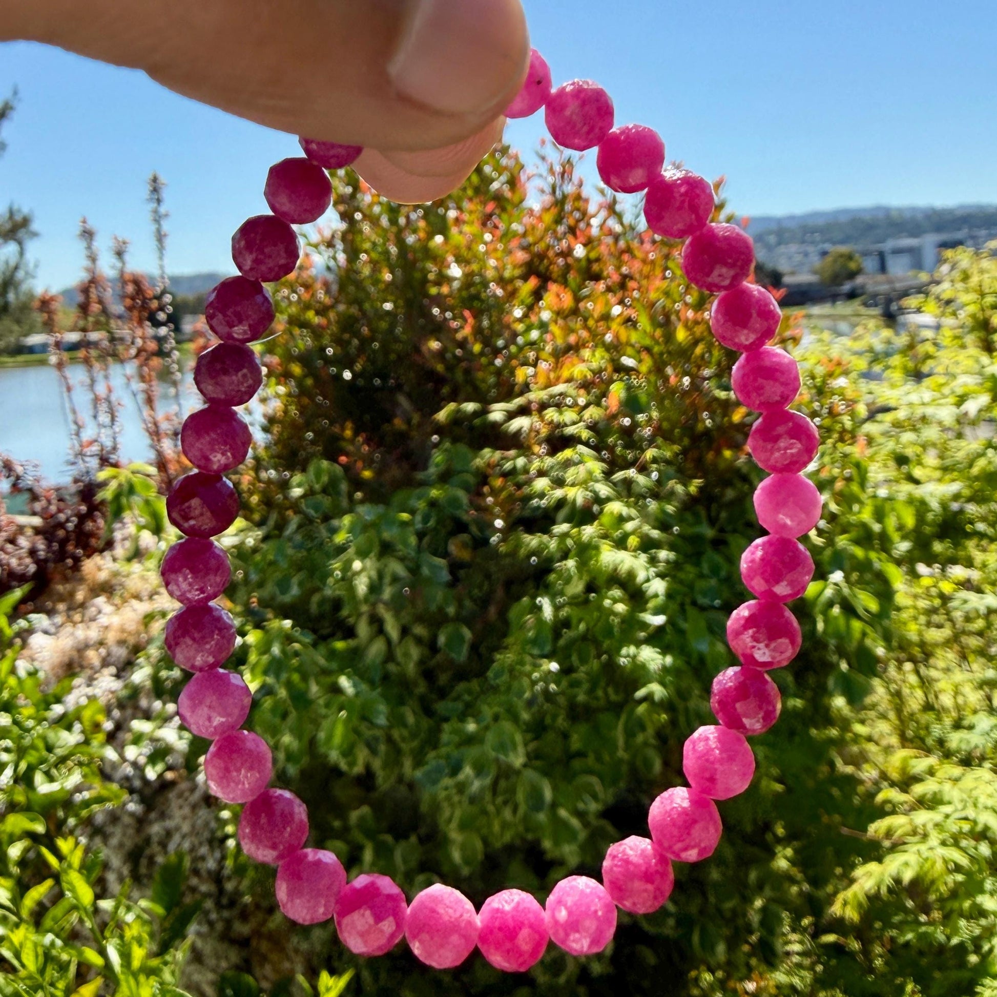 Natural Ruby Sapphire Bracelet – 6mm Faceted Gemstone Bracelet – Mothers Day Gift – Passion & Vitality Jewelry