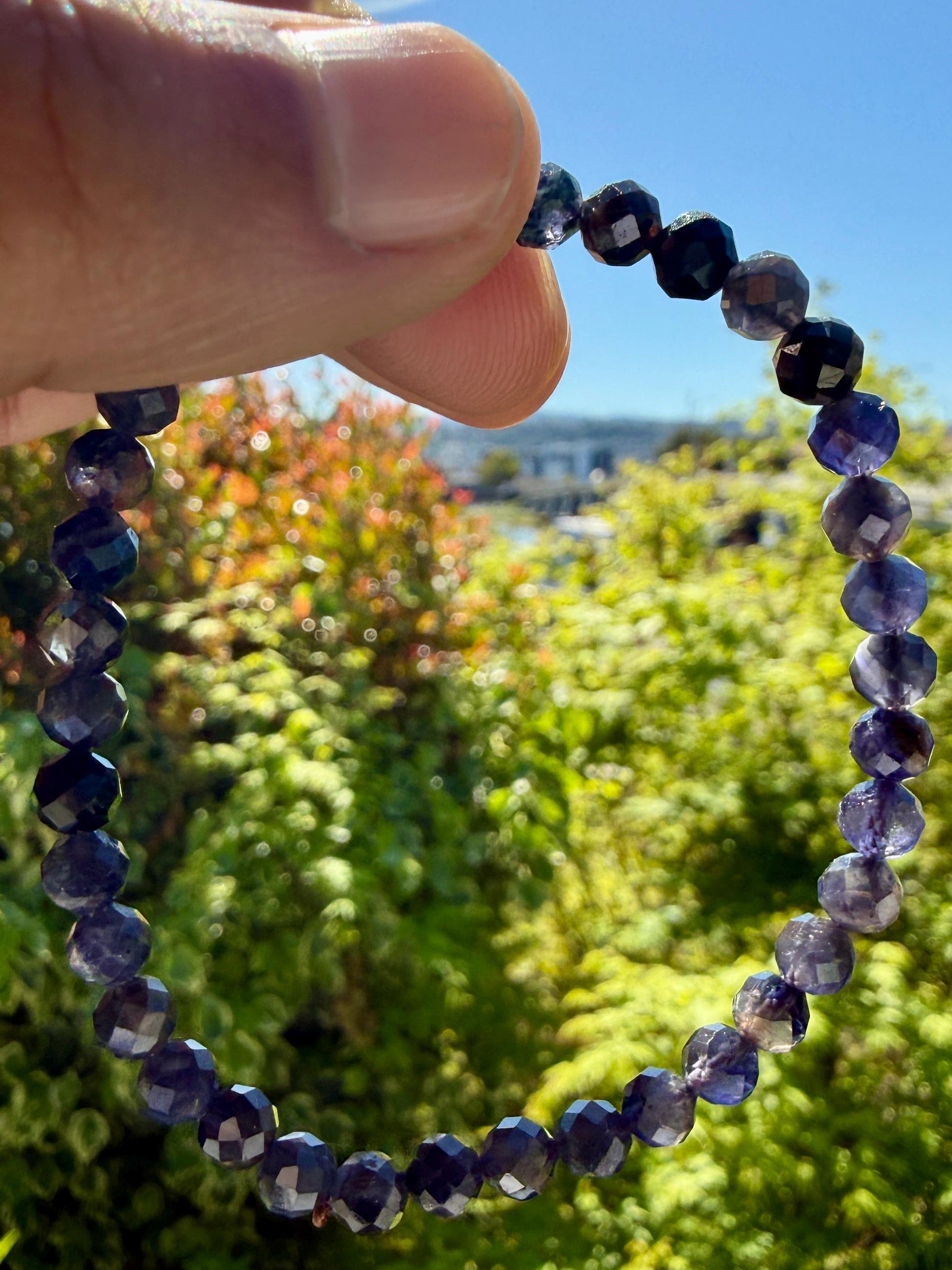 Natural Sapphire Bracelet – 5mm Faceted Gemstone Bracelet – Mothers Day Gift –  Wisdom & Protection Jewelry