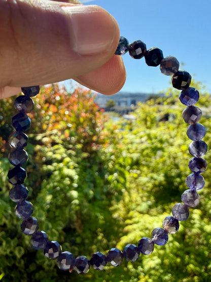 Natural Sapphire Bracelet – 5mm Faceted Gemstone Bracelet – Mothers Day Gift –  Wisdom & Protection Jewelry