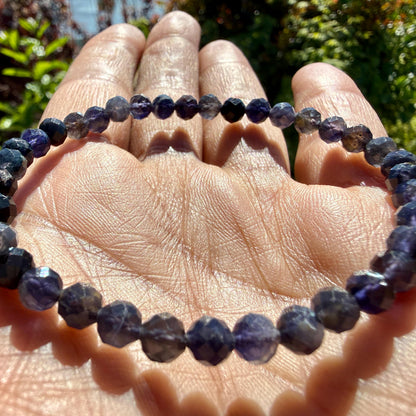 Natural Sapphire Bracelet – 5mm Faceted Gemstone Bracelet – Mothers Day Gift –  Wisdom & Protection Jewelry