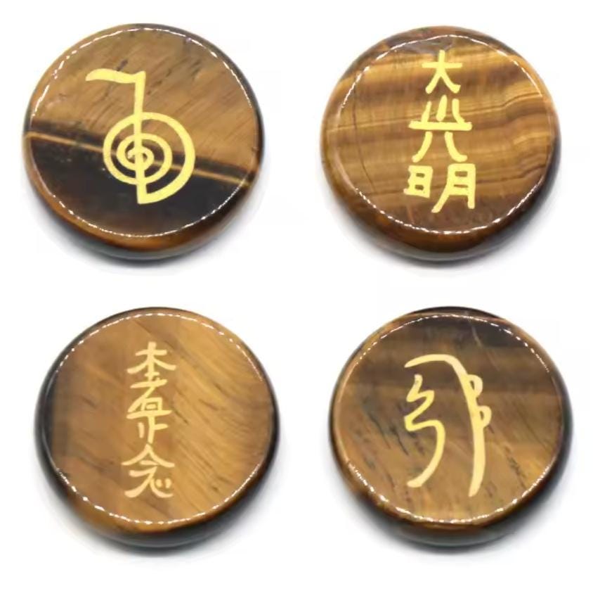 Reiki Healing Stone Set Usui Reiki Symbol Engraved Metaphysical Energy Healing Crystal