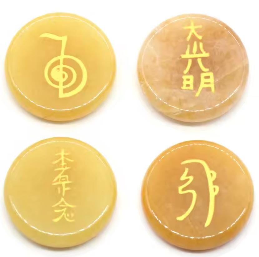 Reiki Healing Stone Set Usui Reiki Symbol Engraved Metaphysical Energy Healing Crystal