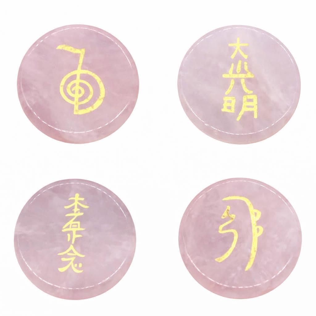 Reiki Healing Stone Set Usui Reiki Symbol Engraved Metaphysical Energy Healing Crystal