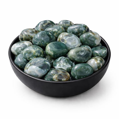 Moss Agate Tumbled Stone – Natural Crystal for Growth, Healing, Abundance & Emotional Balance