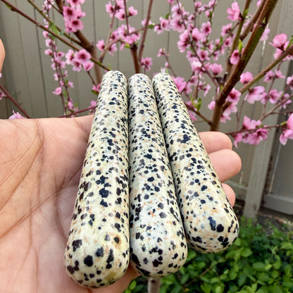 Dalmatian Jasper Crystal Massage Wand – Grounding, Protection & Joyful Energy