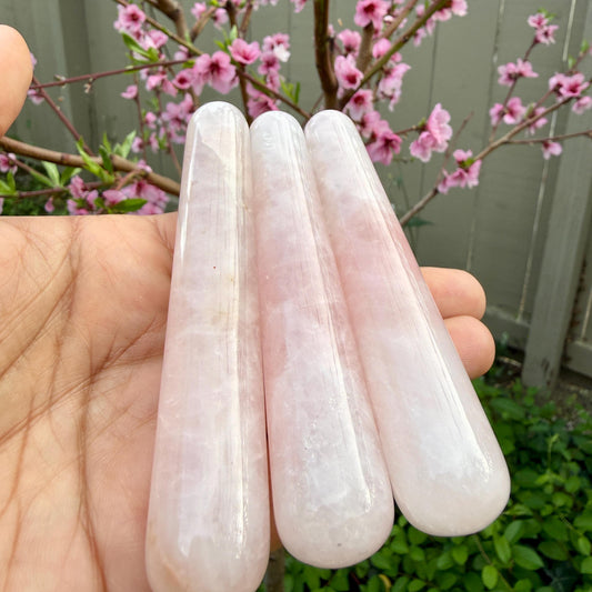 Rose Quartz Massage Wand – Crystal Massage Tool, Natural Stone Acupressure Wand, Reflexology & Reiki Crystal, Self Care Gift