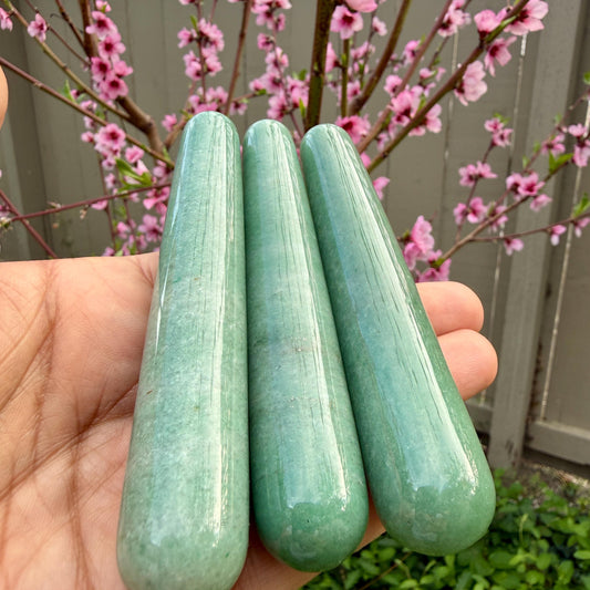 Green Aventurine Crystal Massage Wand | Natural Stone Massager for Acupressure and Trigger Point
