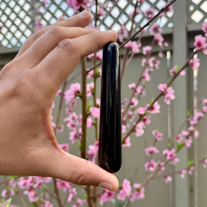 Black Obsidian Crystal Massage Wand | Natural Stone Massager for Acupressure and Trigger Point