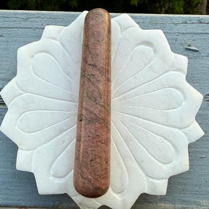 Rhodonite Crystal Massage Wand | Natural Stone Massager for Acupressure and Trigger Point