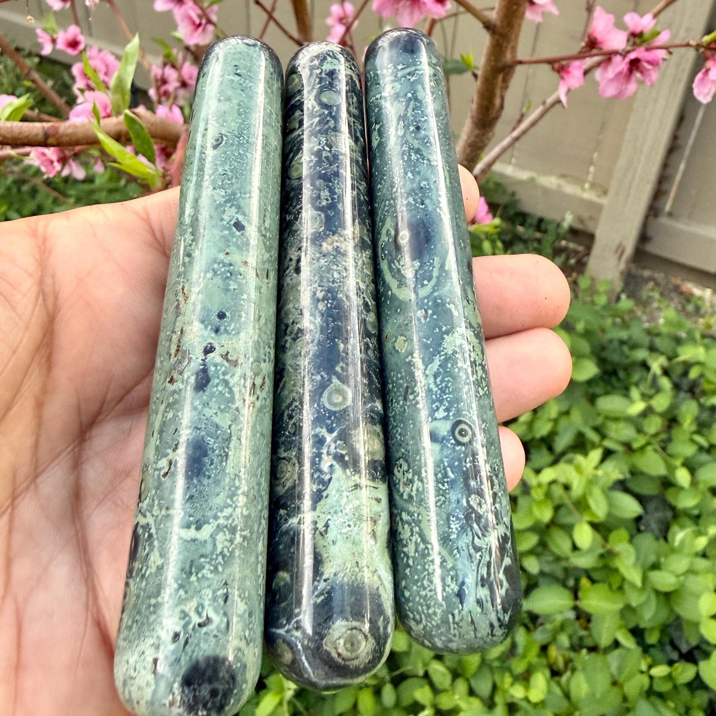 Kambaba Jasper Crystal Massage Wand | Natural Stone Massager for Acupressure and Trigger Point
