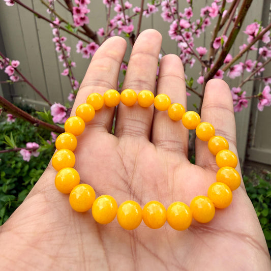 Yellow Jade Bracelet 6mm 8mm | Abundance Luck Prosperity Confidence Crystal Energy