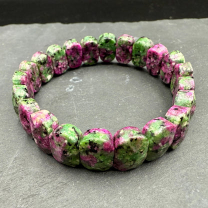 Ruby Zoisite Oval Faceted Bracelet 14MM • Natural African Ruby in Zoisite • Passion, Strength & Heart Healing Crystal Jewelry