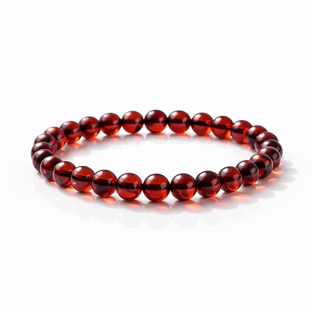 Authentic Red Baltic Amber Bracelet – Genuine Baltic Amber Jewelry | 6MM Unisex Bracelet