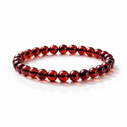 Authentic Red Baltic Amber Bracelet – Genuine Baltic Amber Jewelry | 6MM Unisex Bracelet