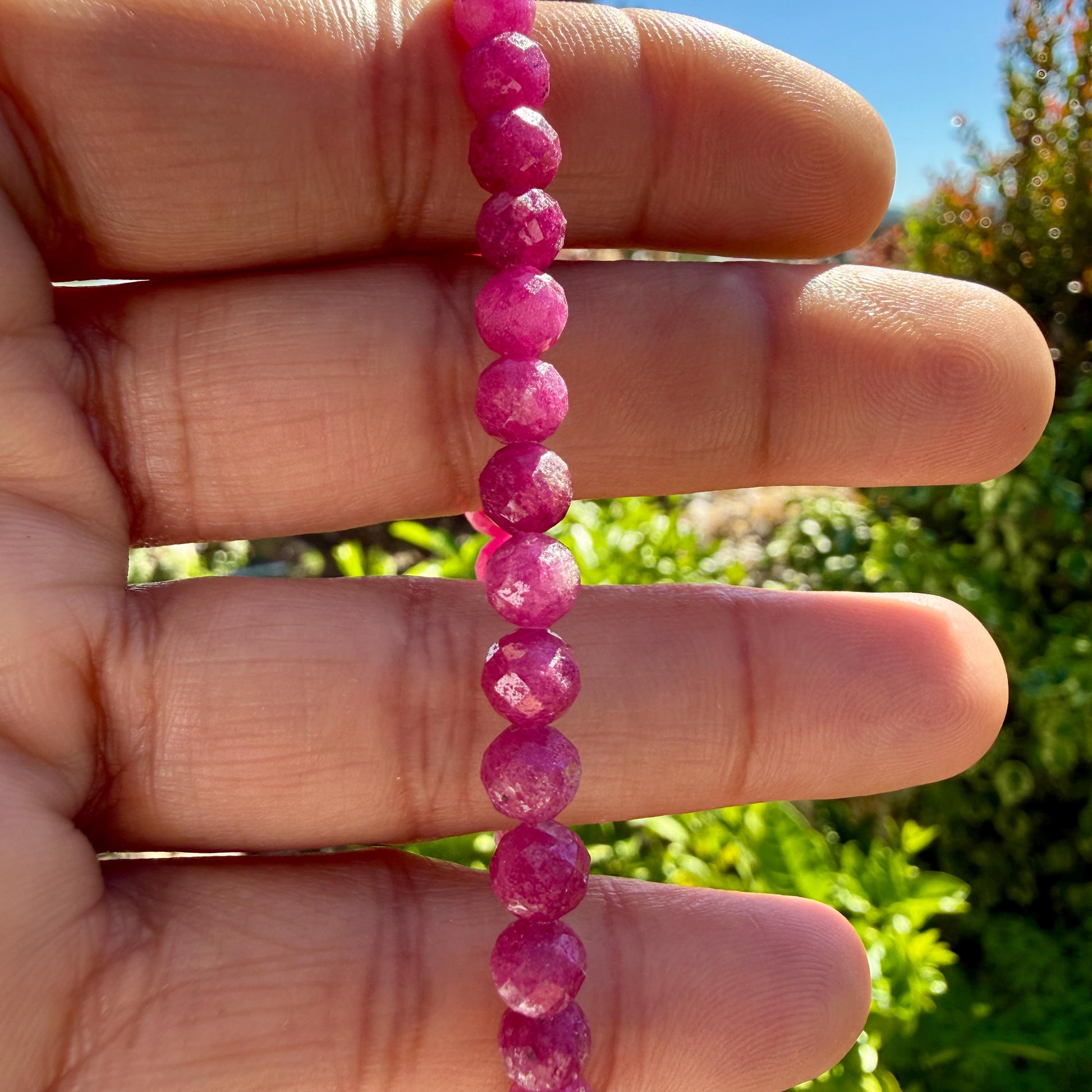 Natural Ruby Sapphire Bracelet – 6mm Faceted Gemstone Bracelet – Mothers Day Gift – Passion & Vitality Jewelry