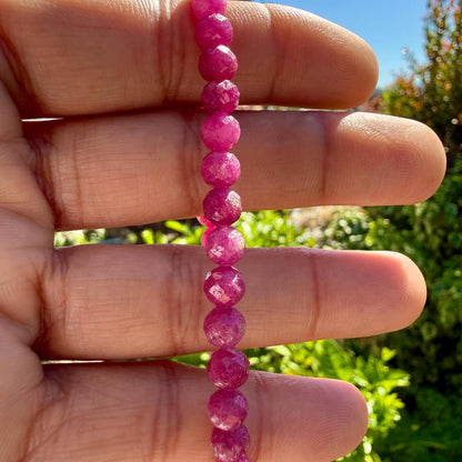 Natural Ruby Sapphire Bracelet – 6mm Faceted Gemstone Bracelet – Mothers Day Gift – Passion & Vitality Jewelry